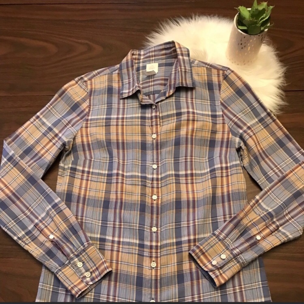J Crew “The Boy Shirt” in Bluestone Plaid